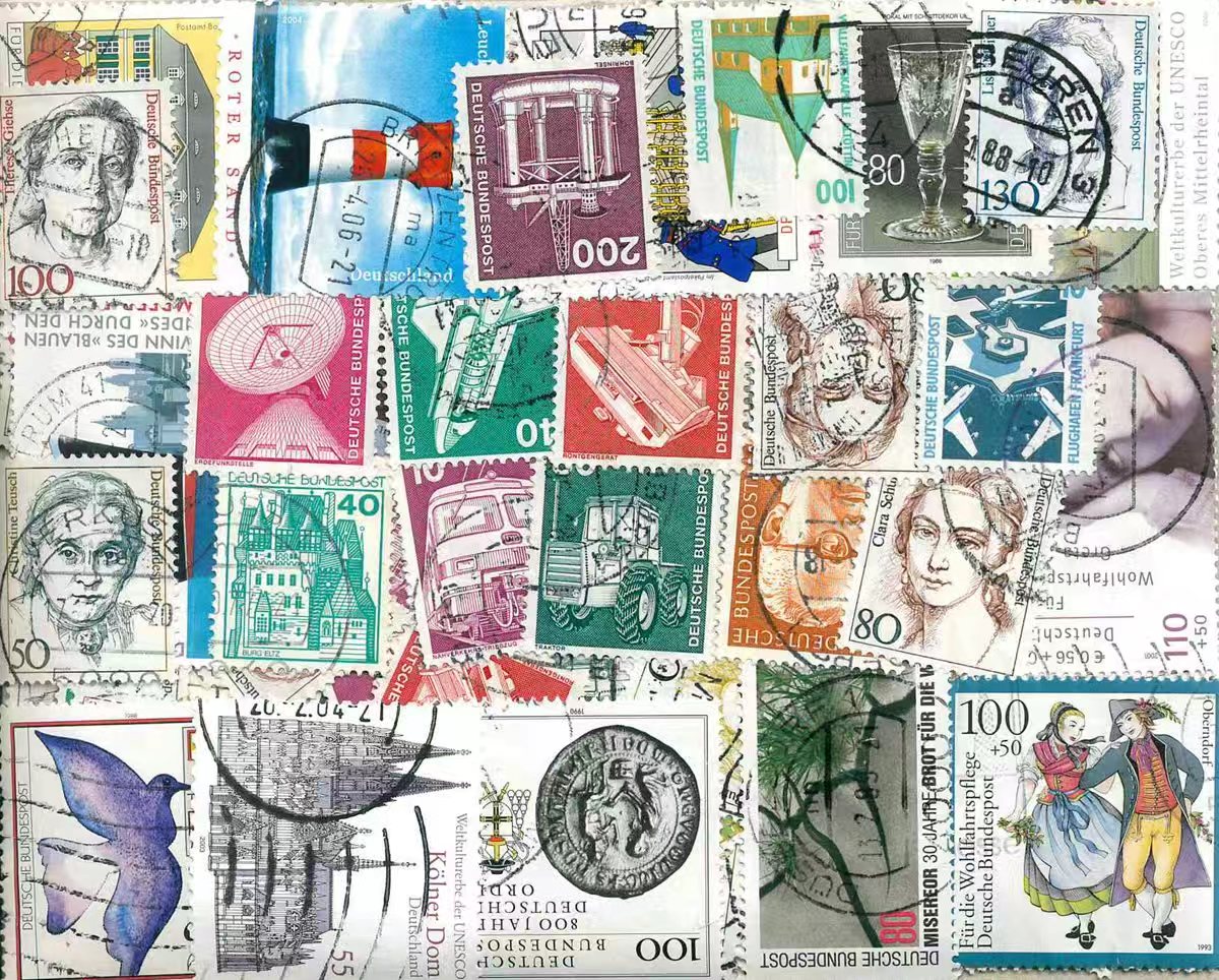 Collectible Vintage Postage Stamps - Немецкие почтовые марки, ассортимент, 50 шт.,